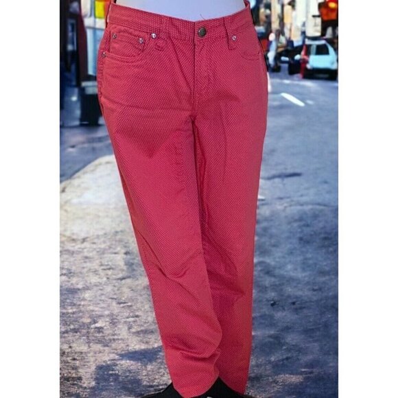 Earl Jean Womens Skinny Jeans Size 8 Salmon Polka Dot - Picture 15 of 15